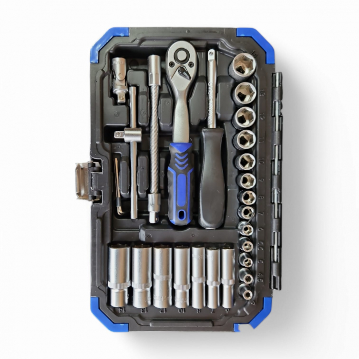 Trusa tubulare cu clichet 1/4" 52pcs Cr-Va [2]