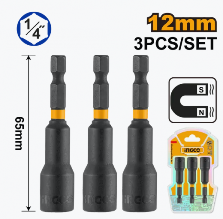 Scule si unelte - Cheie magnetica impact 1/4 12mm set 3 buc