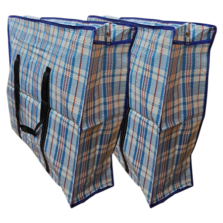 Casa si gradina - 2 sacose rafie mari, cu fermoar, 60X60X20, albastru