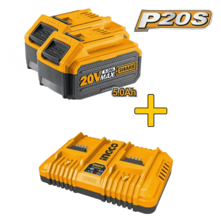 Accesorii 20V - 2x Acumulator 5 Ah + Incarcator dublu