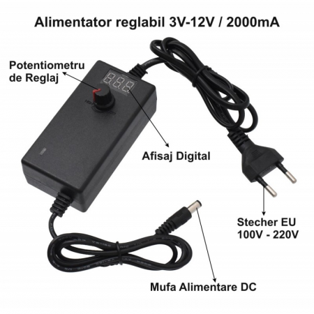 Accesorii si consumabile - Alimentator reglabil 3V-12V DC/2A