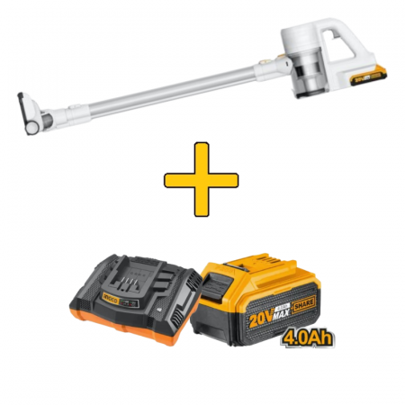 Scule cu acumulator si accesorii - Aspirator vertical pe acumulator + Acumulator 4Ah + Incarcator rapid