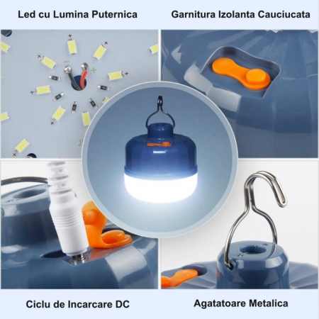 Bec LED 60W cu acumulator pentru camping [4]