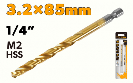 Scule si unelte - Burghiu pentru metal, 3,2 mm, acoperit cu nitrura de titan, coada hexagonala