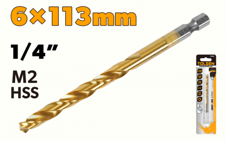 Scule si unelte - Burghiu pentru metal, 6 mm, acoperit cu nitrura de titan, coada hexagonala