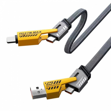 Unelte diverse - Cablu de date 4 in 1, incarcare rapid 65W,nylon impletit, 120cm