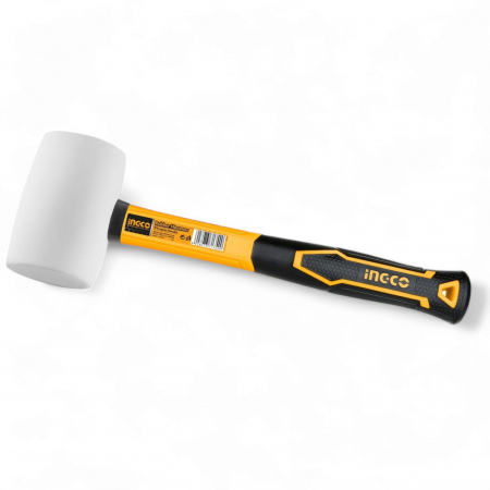 Ciocane - Ciocan cauciuc moale, alb, maner fibra 450g