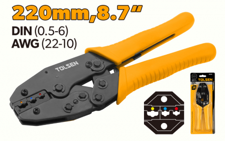 Scule si unelte - Cleste de sertizare cu clichet 220 mm, Industrial
