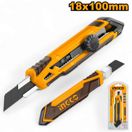 Alte unelte si accesorii - Cutter maner cauciucat, cu rotita blocaj, cu 1 lama SK5