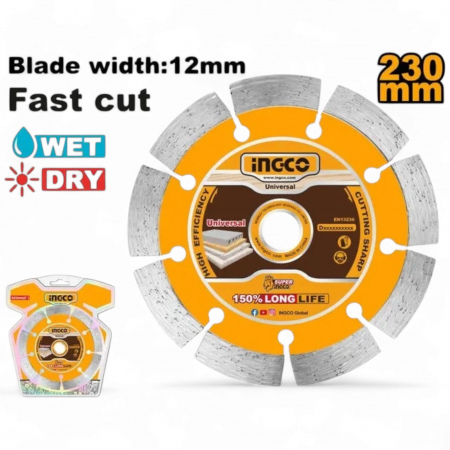 Scule si unelte - Disc diamantat segmentat 230mm, grosime 12mm, INDUSTRIAL