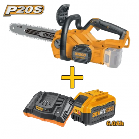Scule cu acumulator si accesorii - Motofierastrau 20V + Acum. 6Ah + Incarcator rapid