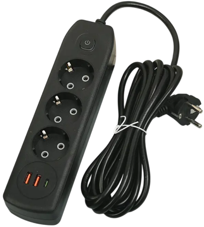 Electrice - Prelungitor 3 Prize + 2 USB, lungime 3m ,cu intrerupator