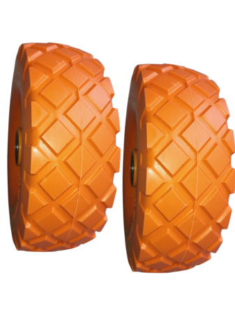 Set 2 roti liza 3.50-4/4.10-4, spuma poliuretan, 260x85, fara camera,diametru Ax 20 mm,recomandate pentru depozite,gradina,curte si constructii,culoare portocaliu [2]