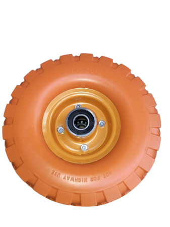 Set 2 roti liza 3.50-4/4.10-4, spuma poliuretan, 260x85, fara camera,diametru Ax 20 mm,recomandate pentru depozite,gradina,curte si constructii,culoare portocaliu [4]