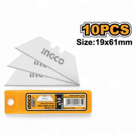 Casa si gradina - Set lame cutter, INGCO, trapezoidale, 61x19mm, 10 buc