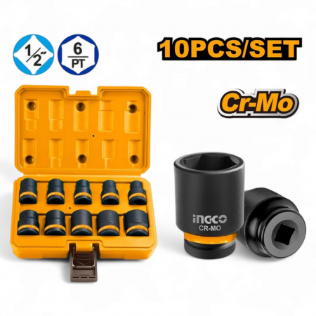 Truse scule - Set, trusa chei tubulare de impact, scurte, 1/2", 10 piese Cr-Mo