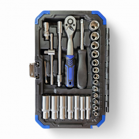 Trusa tubulare cu clichet 1/4" 52pcs Cr-Va [1]