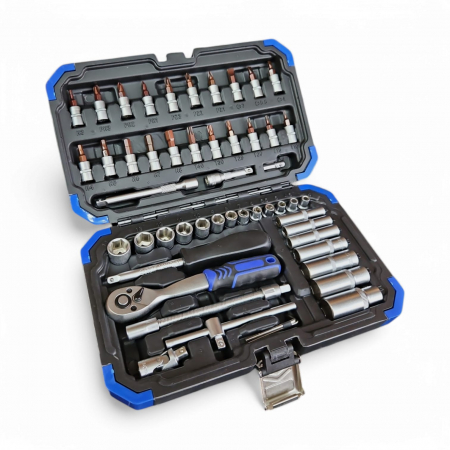 Scule si unelte - Trusa tubulare cu clichet 1/4" 52pcs Cr-Va