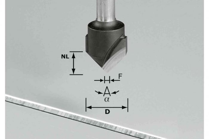 Festool Freză de canelat in forma de V HW S8 D18-90°/Alu [2]