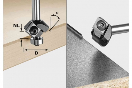 Freze - Festool Freză de şanfrenat cu plăcuţe amovibile S8 HW 45° D27 12x12 KL