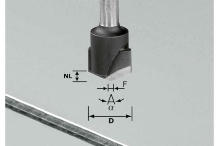 Festool Freză de canelat in forma de V HW S8 D18-135°/Alu [1]