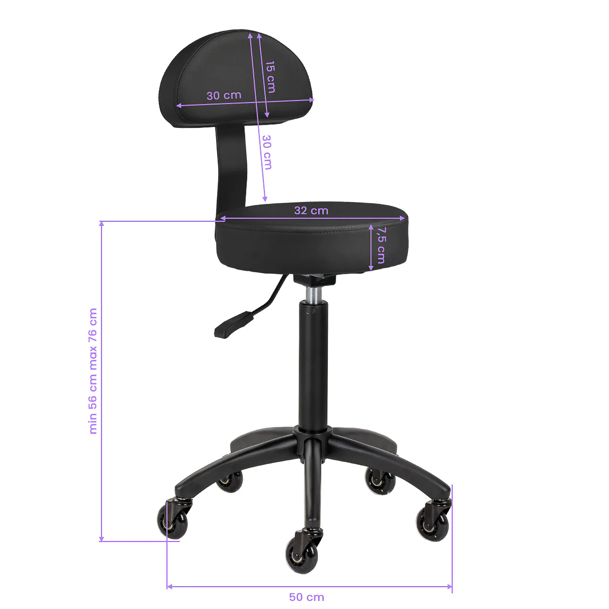 Taburet coafor D026 negru [4]