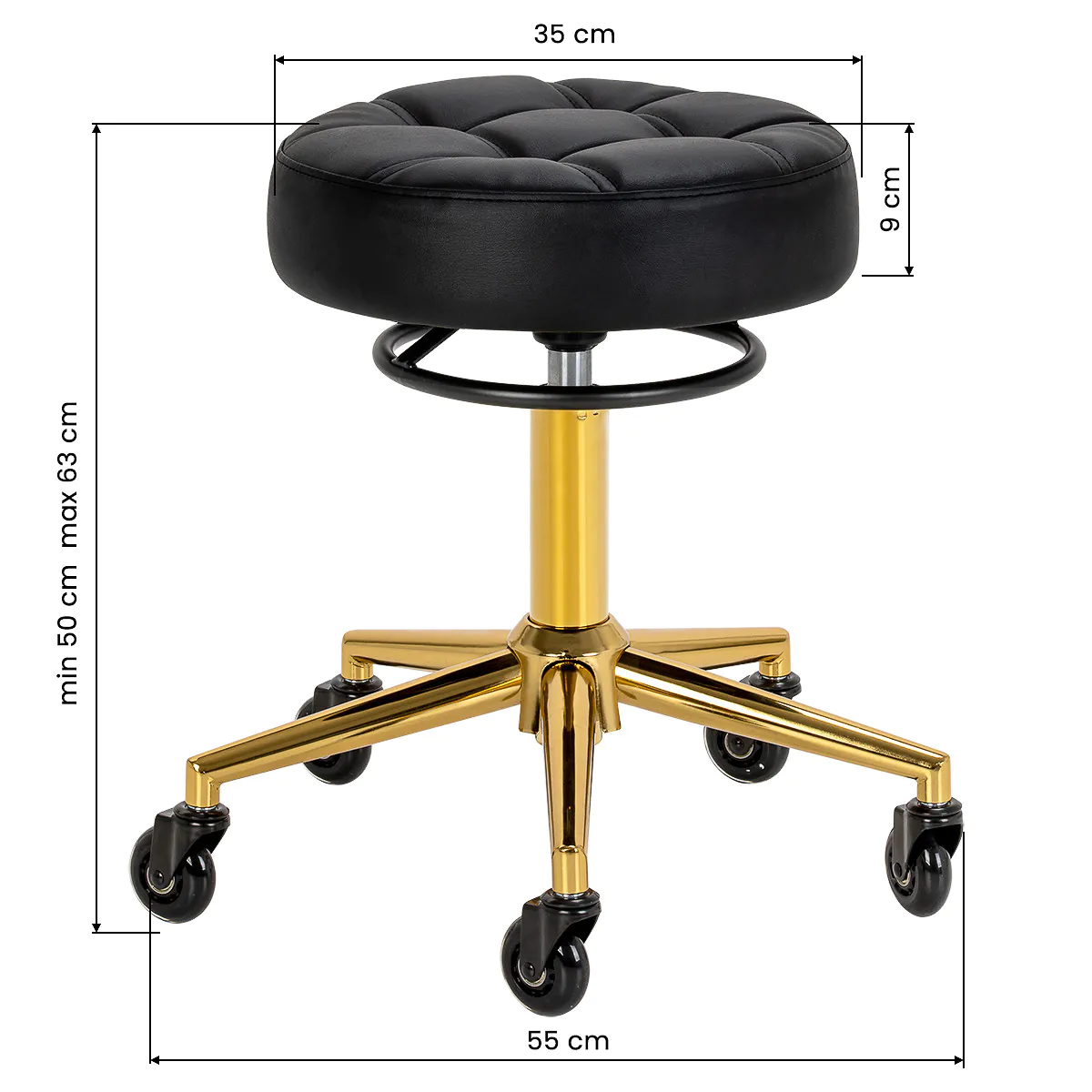 Taburet coafor D054G negru-auriu [5]