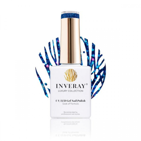 Albastru - Inveray UV/LED Gel Nail Polish Luxury Collection N°161 AQUAMARINE SPARKLE