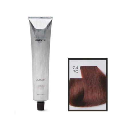 Vopsea de păr Previa Vibrant Shiny Colour - Vopsea permanenta Previa Vibrant Shiny Colour 7.4 7C Medium Copper Blonde 100 ml