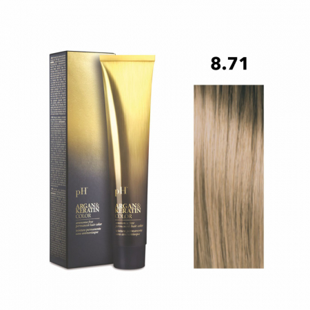 PĂR - Vopsea pH Laboratories Argan & Keratin Cold Beige Light Blonde 8.71  100 ml