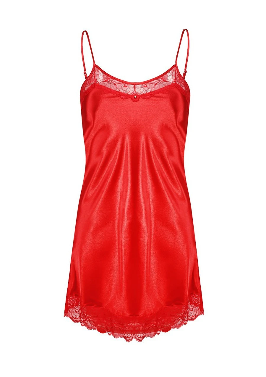 Camasa de noapte din satin Milan rosie [3]