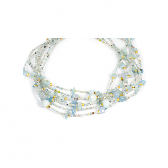 Aquamarine "Golden Gleam on Tranquil Tides" necklace [2]