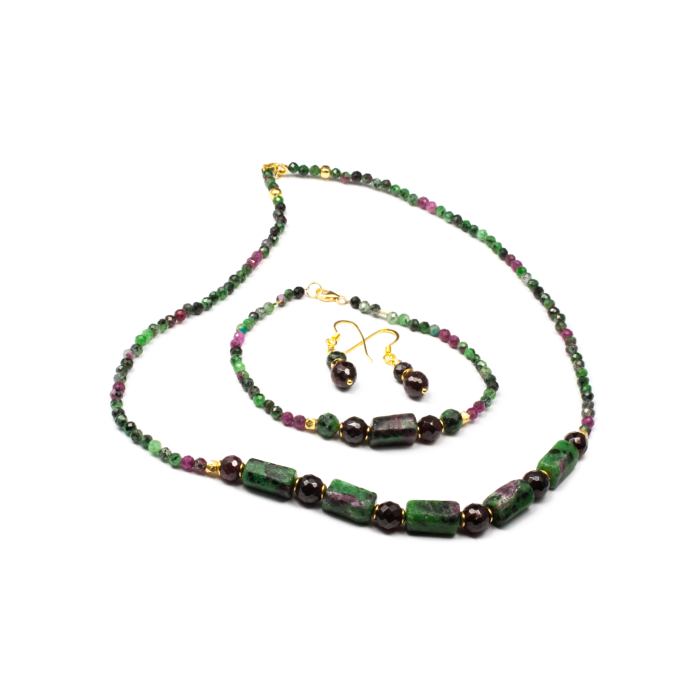 Set Colier, Bratara si Cercei din Zoisit si Granat [1]