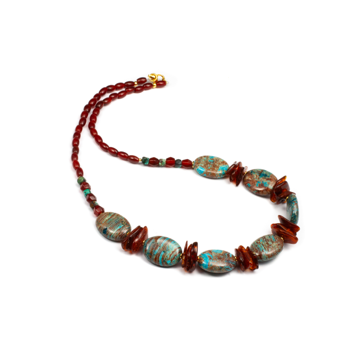 Colier Creatie din Agat, Chihimbar si Turcoaz Mohave cu Argint   [1]