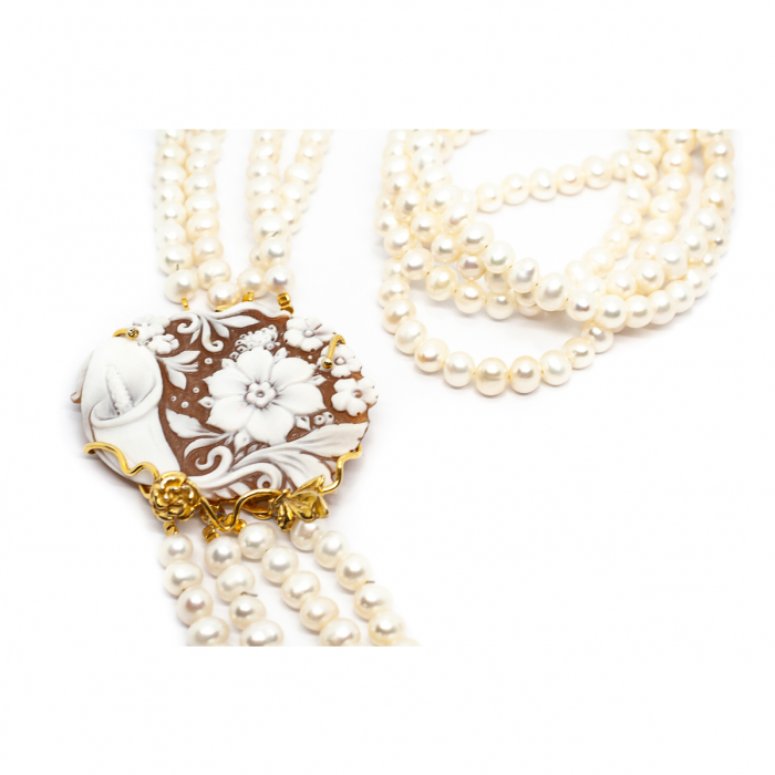 "Golden Cameo Elegance" Pearl Necklace [2]