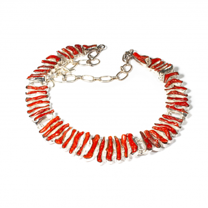 "Scarlet Reef" Unique Necklace with Coral and Silver [2]