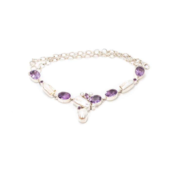 Colier din Argint cu Ametist si Perle de Cultura [4]