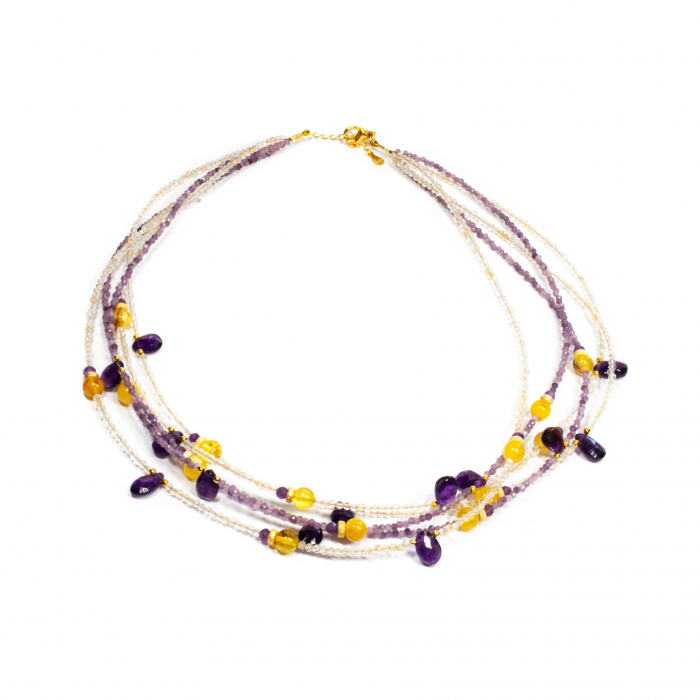 Colier din Ametist, Citrin si Chihlimbar cu Argint [3]