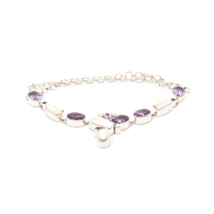 Colier din Argint cu Ametist si Perle de Cultura [2]