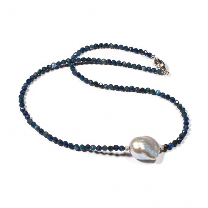 Lanț Corindon și Perlă Baroc Argint – Sheba [2]