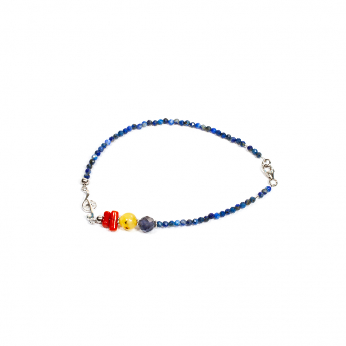 Bratara din Lapis Lazuli, Chihlimbar si Coral cu Argint [1]