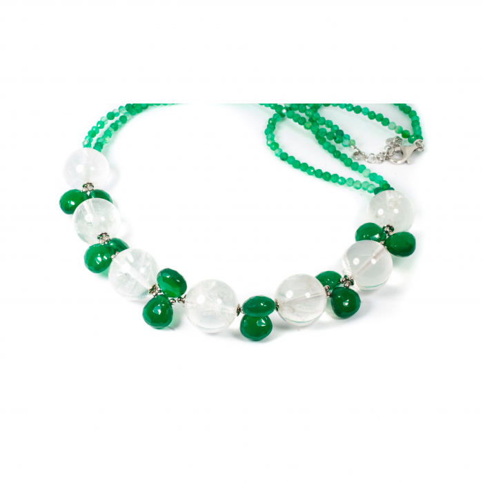 Colier din Agat Verde si Cuart cu Argint [2]