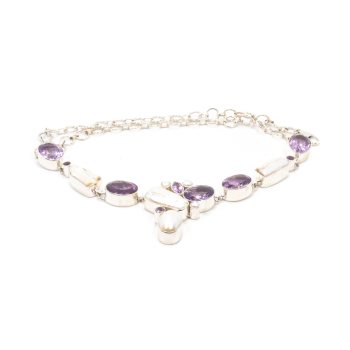 Colier din Argint cu Ametist si Perle de Cultura [1]