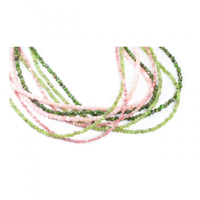 Colier "Tangled Harmony" din Opal Roz, Diopsid, Crisopraz si Rodonit [2]