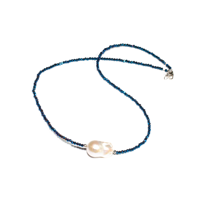 Colier din Lapis Lazuli si Perla Baroc cu Argint [2]