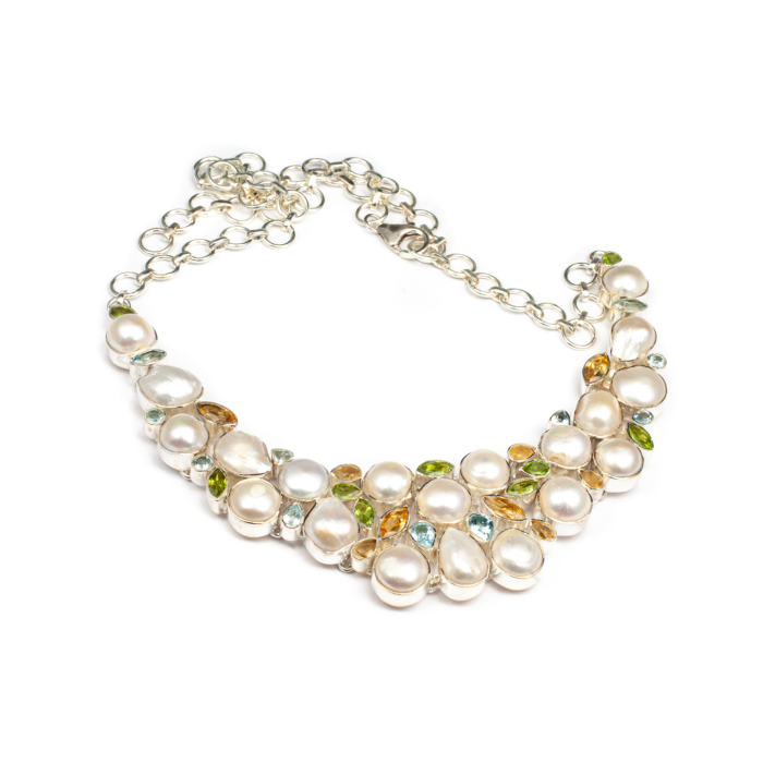 Colier din Argint cu Perle, Citrin, Peridot si Topaz [1]
