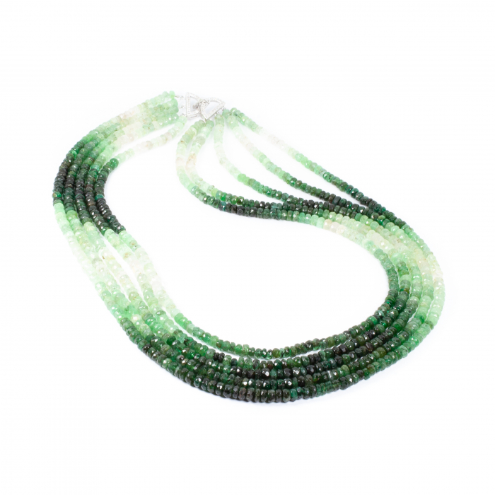 "Crown of Emerald Streams" Necklace from Emerald Root with Silver [3]