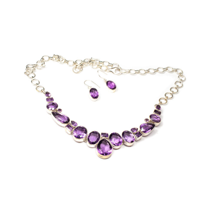 Set Colier si Cercei din Argint cu Ametist [2]