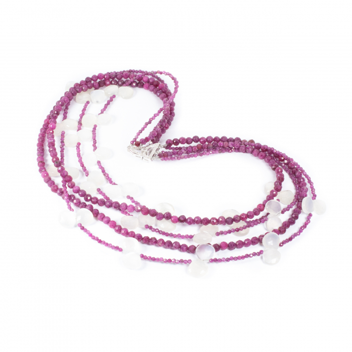 Colier "Moonlit Ruby Trails" din Radacina de Rubin si Piatra Lunii [3]