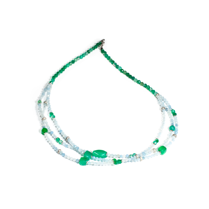 Colier din Acvamarin si Agat Verde cu Argint [2]